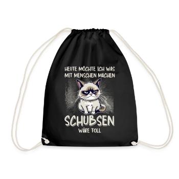 Menschen schubsen - Süße Grump Style Katze - Turnbeutel - Schwarz - Vorne