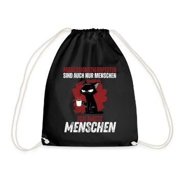 Aggressionstherapeuten – Ich hasse Menschen - Turnbeutel - Schwarz - Vorne