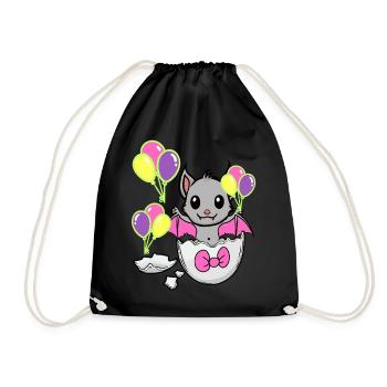 Fledermaus Baby Geburt Geburtstag Kinder Kind Ei - Turnbeutel - Schwarz - Vorne