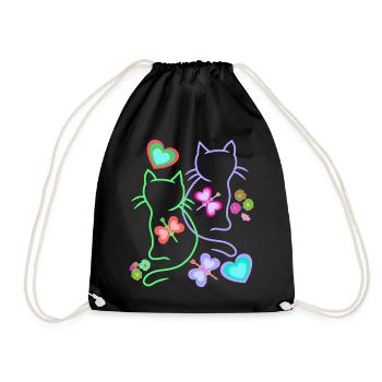 Printemps Eté Rétro Chats Chat Enfants Années 80 - Sac de sport léger - noir - Devant
