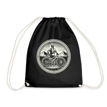 Mountain Bike Adventure Bike Mountains Retro - Drawstring Bag - black - Front