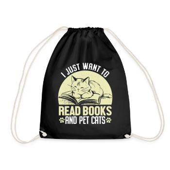 Ich möchte einfach nur Bücher lesen und Katzen retten - Turnbeutel - Schwarz - Vorne