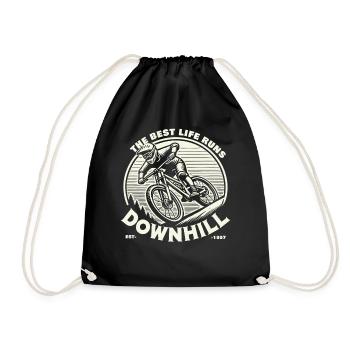 Bike: The Best Life Runs Downhill - Drawstring Bag - black - Front