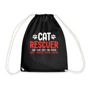 Cat Rescuer Pet Shelter Animal Activist Funny Cat - Drawstring Bag - black - Front