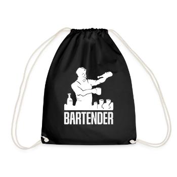 Bartender Artful Silhouette Motif - Drawstring Bag - black - Front