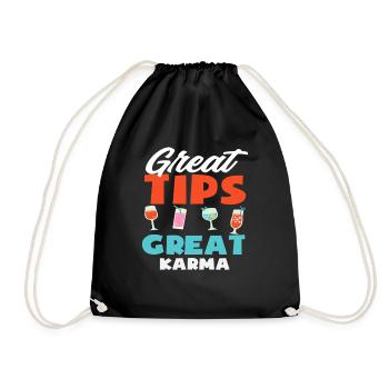 Große Tipps Großer Karma Bartender Stil - Turnbeutel - Schwarz - Vorne