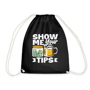 Show me your tips Bartender Humor - Drawstring Bag - black - Front