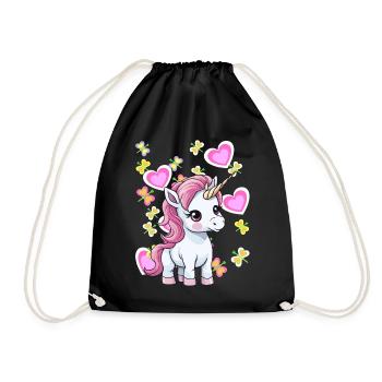 Unicorn Unicorns Horse Horses Children Child - Drawstring Bag - black - Front