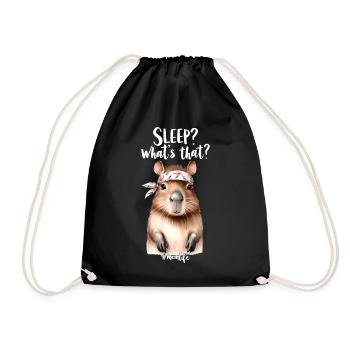 Sleep? What is that? Capybara Mom Mom Gift - Drawstring Bag - black - Front