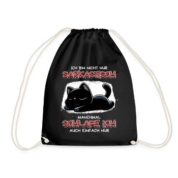 Schlafende schwarze Katze mit Sarkasmus-Vibe - Turnbeutel - Schwarz - Vorne