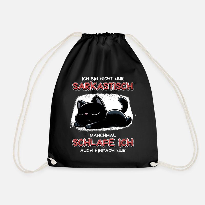 Schlafende schwarze Katze mit Sarkasmus-Vibe - Turnbeutel - Schwarz