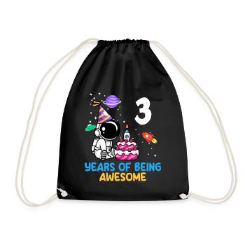 Three Years Astronaut Birthday Adventure - Drawstring Bag - black - Front