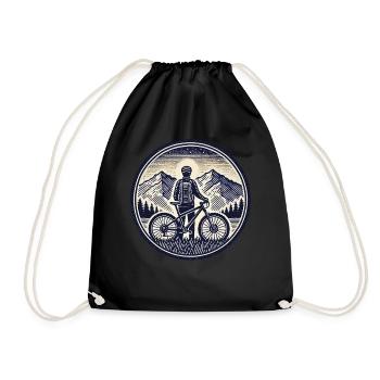 Mountain Bike Adventure Bike Mountains Retro - Drawstring Bag - black - Front