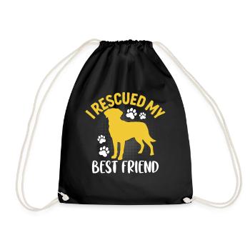 Ich habe meinen besten Freund gerettet Hund Welpen Rettungstier - Turnbeutel - Schwarz - Vorne