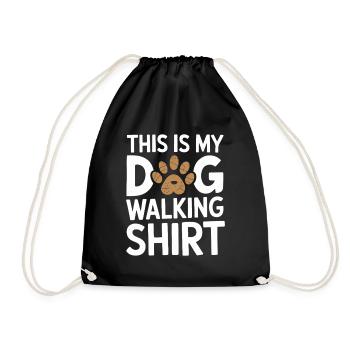 This Is My Dog Walking Shirt - Drawstring Bag - black - Front