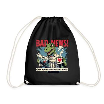 Bad News Dino – Apocalypse Humor - Drawstring Bag - black - Front