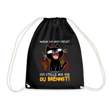 Ich stelle mir vor du brennst - Schwarze Katze - Turnbeutel - Schwarz - Vorne