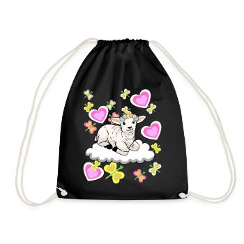 Spring Sheep Sheep Lamb Cloud Kids Child Baby - Drawstring Bag - black - Front