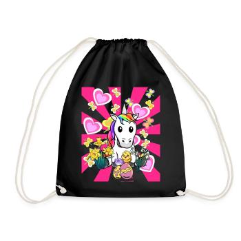 Pâques Licorne Licornes poussin oeufs de Pâques Retro - Sac de sport léger - noir - Devant