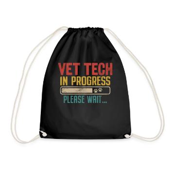Vet Tech In Progress Retro Future Veterinarian - Drawstring Bag - black - Front