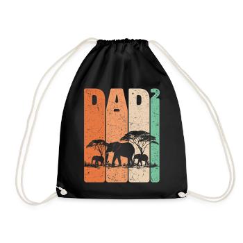 Dad Hoch 2 Elefant Zwei Kinder Vatertag Geschenk - Turnbeutel - Schwarz - Vorne