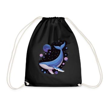 Whale in the Galaxy - Drawstring Bag - black - Front
