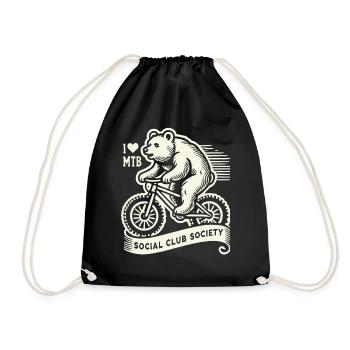 Bicycle Retro Style I Love MTB Bear - Drawstring Bag - black - Front