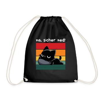 Na, sicher ned! – Grantige Katze mit Sarkasmus - Turnbeutel - Schwarz - Vorne