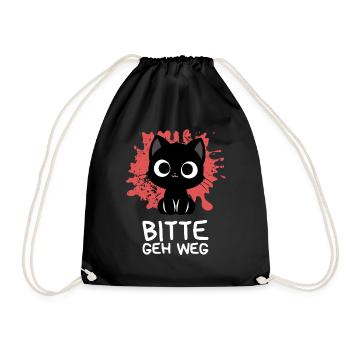 Bitte geh weg Süße schwarze Katze mit großen Augen - Turnbeutel - Schwarz - Vorne