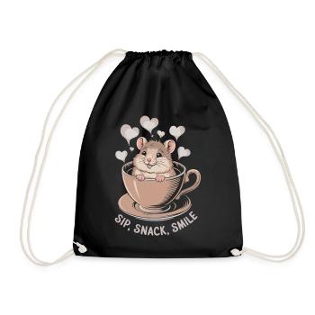 Pause-café avec souris - Sac de sport léger - noir - Devant