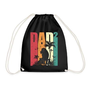 Papa Hoch Zwei Löwe Safari Retro Geschenk Vatertag - Turnbeutel - Schwarz - Vorne