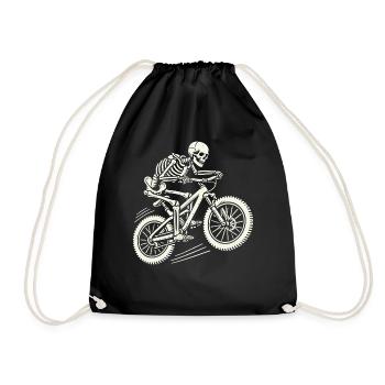 Skeleton On Bike Mountain Bike Adventure - Drawstring Bag - black - Front