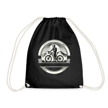 Mountain Bike Bicycle Rider Text Self-Design - Drawstring Bag - black - Front