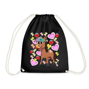 Retro Donkey Kids Child Vintage - Drawstring Bag - black - Front