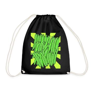 Green Bean Bean Vegetable Retro Vintage - Drawstring Bag - black - Front