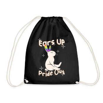 Ears Up Pride Out Easter Bunny LGBTQ Funny Pride M - Drawstring Bag - black - Front