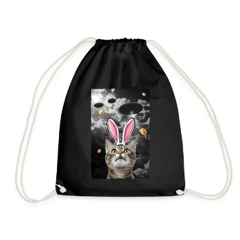 Drôle de chat Mème Pâques Science extraterrestre OVNI - Sac de sport léger - noir - Devant