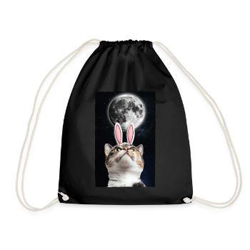 Funny Easter Bunny Cat Meme Full Moon Selenophile - Turnbeutel - Schwarz - Vorne
