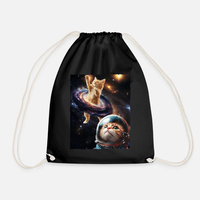 Cute Cat Meme Outerspace Galaxy Space Astrology - Turnbeutel - Schwarz