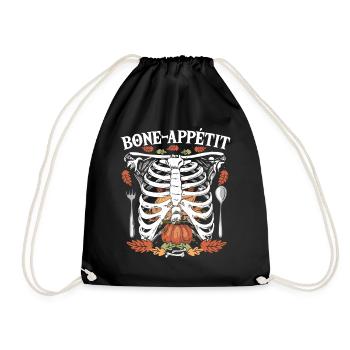 Fall Skeleton Festival Thanksgiving Xray - Drawstring Bag - black - Front