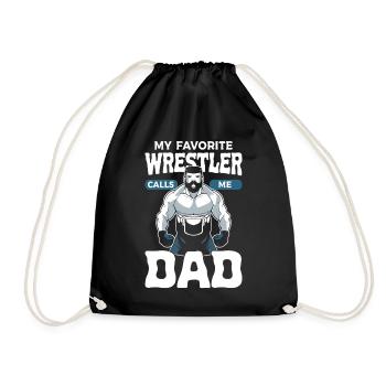 Wrestling, my favorite wrestler calls me daddy - Drawstring Bag - black - Front