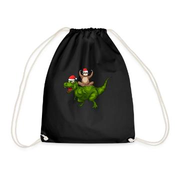 Funny Dinosaur Sloth Funny Christmas Dino - Turnbeutel - Schwarz - Vorne
