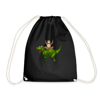 Funny Dinosaur Sloth Funny Dino - Turnbeutel - Schwarz - Vorne
