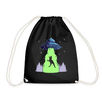 Funny Ufo Dinosaur Funny T-Rex Dino - Drawstring Bag - black - Front