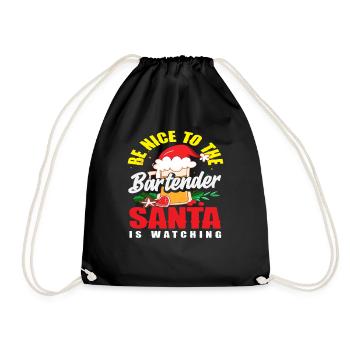 Be nice to the bartender Christmas - Drawstring Bag - black - Front