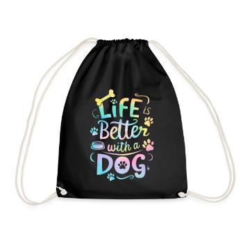 La vie est meilleure avec un chien Tie Dye Funny Puppy - Sac de sport léger - noir - Devant