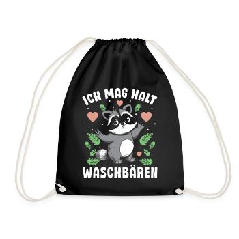 Städtischer Räuber Ich Mag Halt Waschbären - Turnbeutel - Schwarz - Vorne