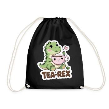 Tea-Rex – Sweet Dino with Teacup - Drawstring Bag - black - Front