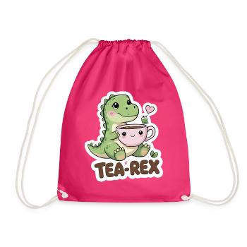 Tea-Rex – Dino sucré avec tasse à thé - Sac de sport léger - fuchsia - Devant