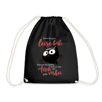 Wenn Du leiste bis Am Arsch vorbei Schwarze Katze - Turnbeutel - Schwarz - Vorne